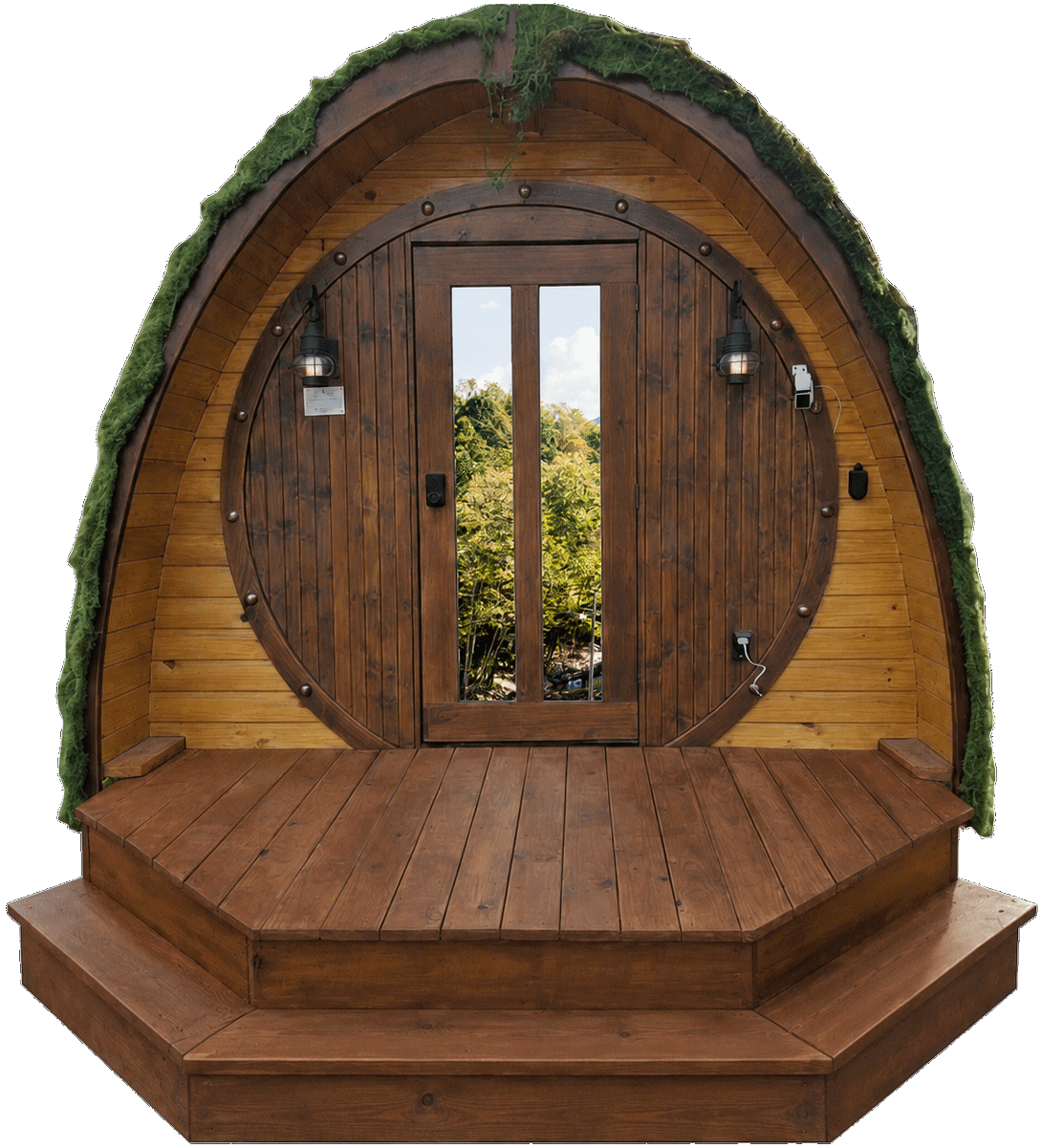 The Little Shire hobbit-door glamping pod